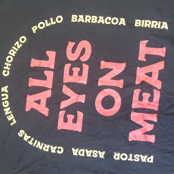 Men's Black Shirt All Eyes on Meat sz M/L BBQ Pastor Birria Asada - Picture 2 of 2